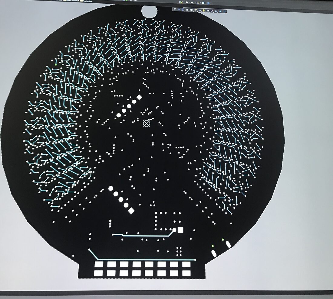 Inner power layer with short LED traces in light blue